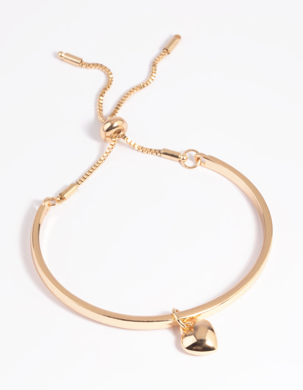 Gold Heart Bangle Bracelet with Toggle