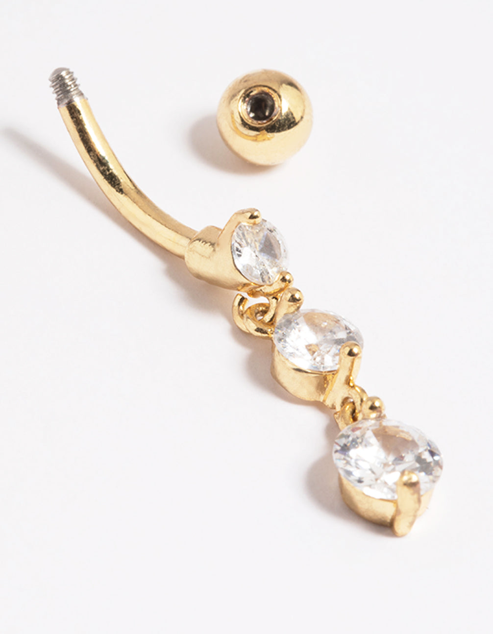 Gold Plated Surgical Steel Diamante Statement Belly Bar