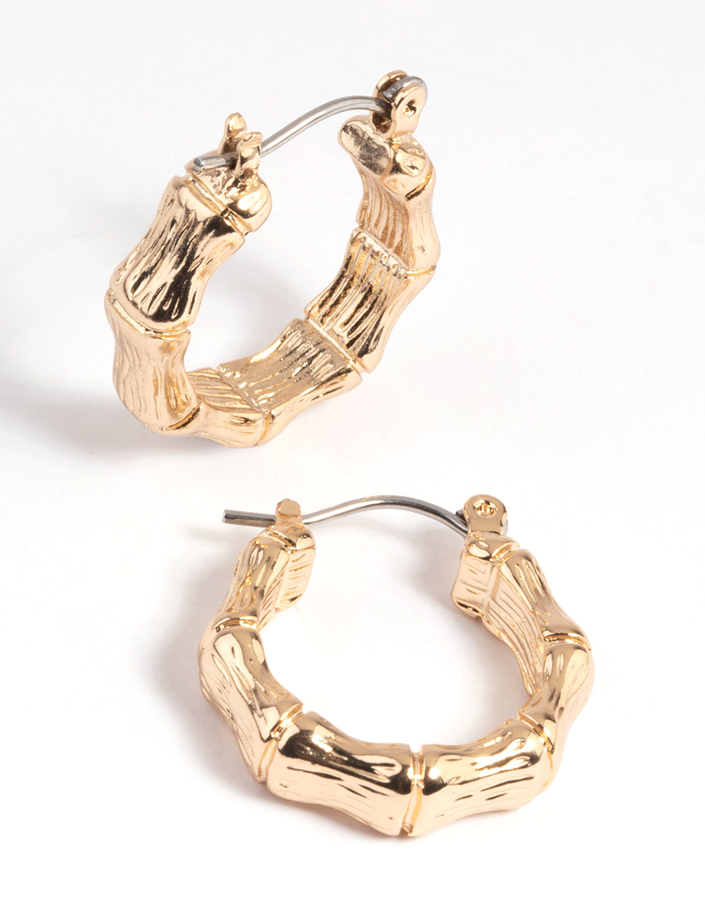 Gold Bamboo Huggie Hoop Earrings