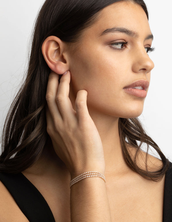 Gold Cubic Zirconia Toggle Tennis Bracelet