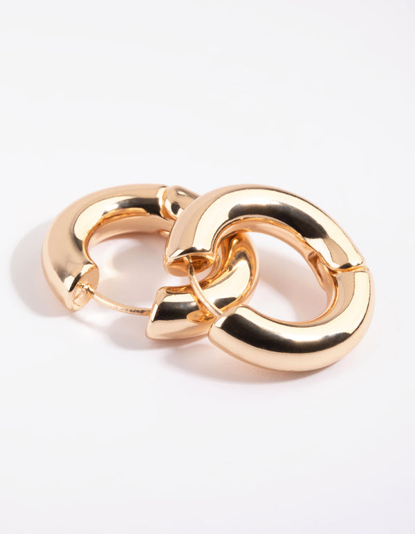 Gold Chunky Huggie Hoop Earrings