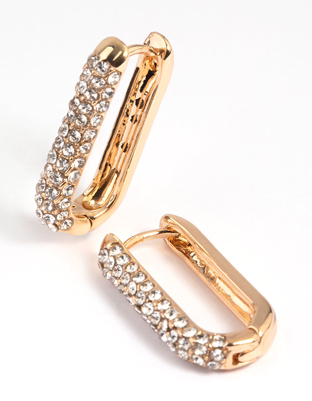 Gold Diamante Oval Huggie Hoop Earrings