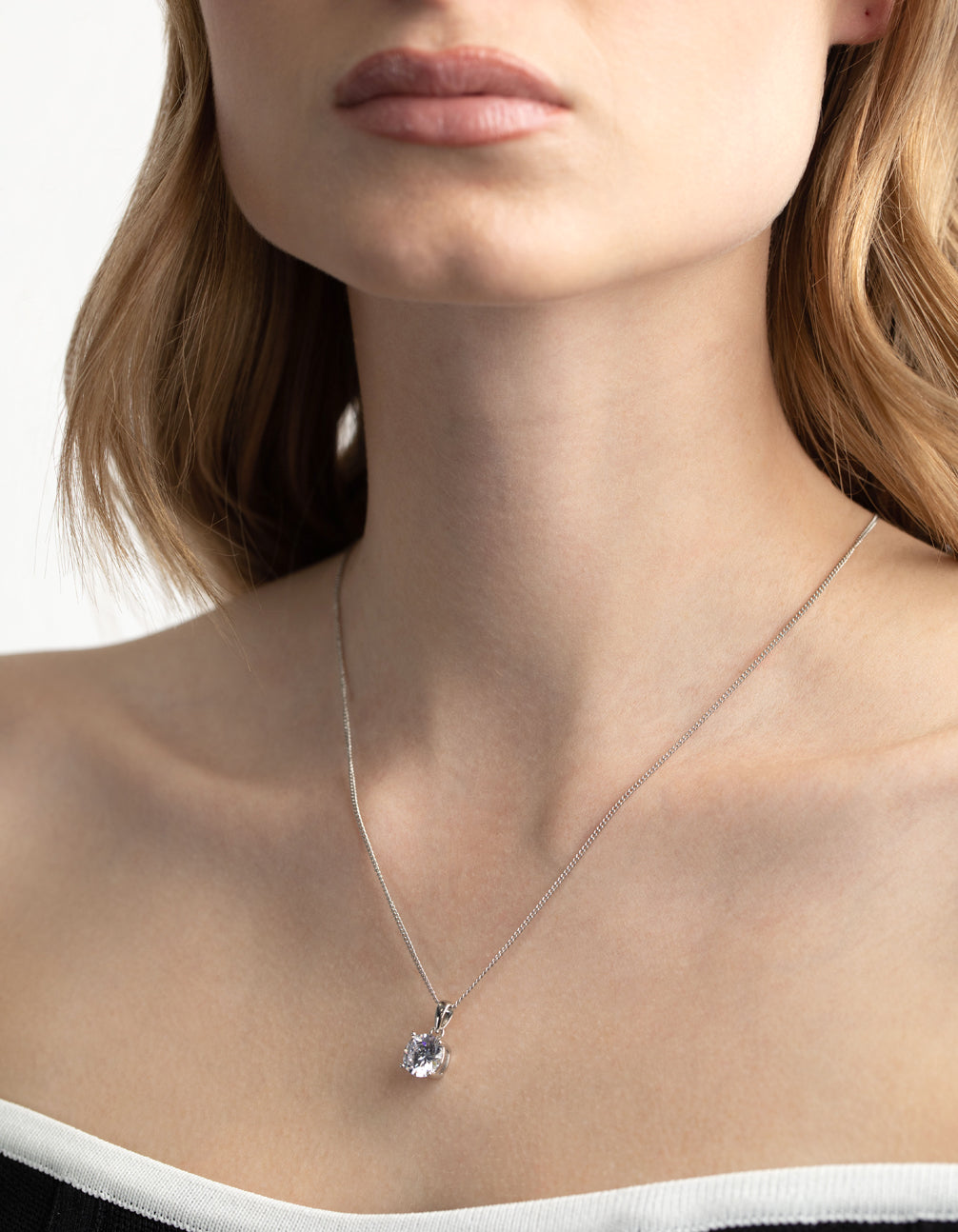 Silver Diamond Simulant Cubic Zirconia Necklace