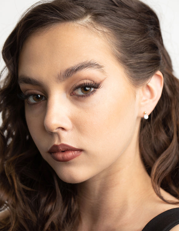 Gold Plated Sterling Silver Diamante Stud Earrings