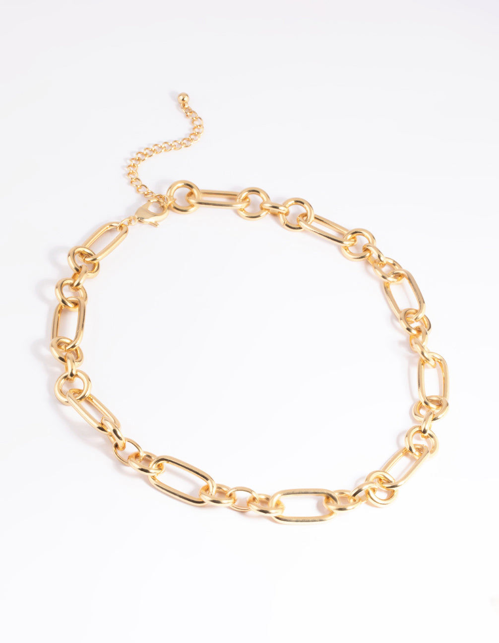 Gold Plated Rectangle Link Necklace