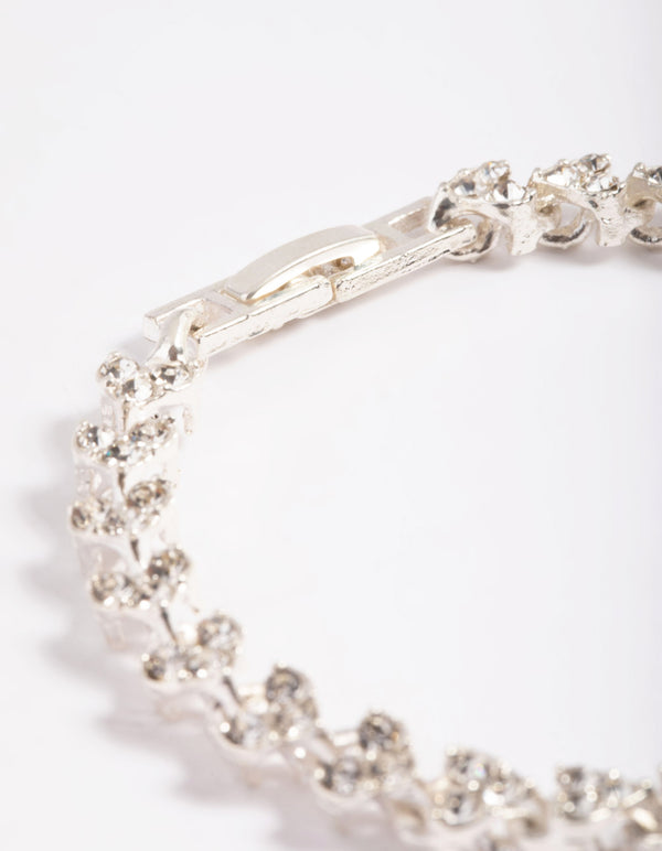 Silver Diamante Heart Clasp Bracelet