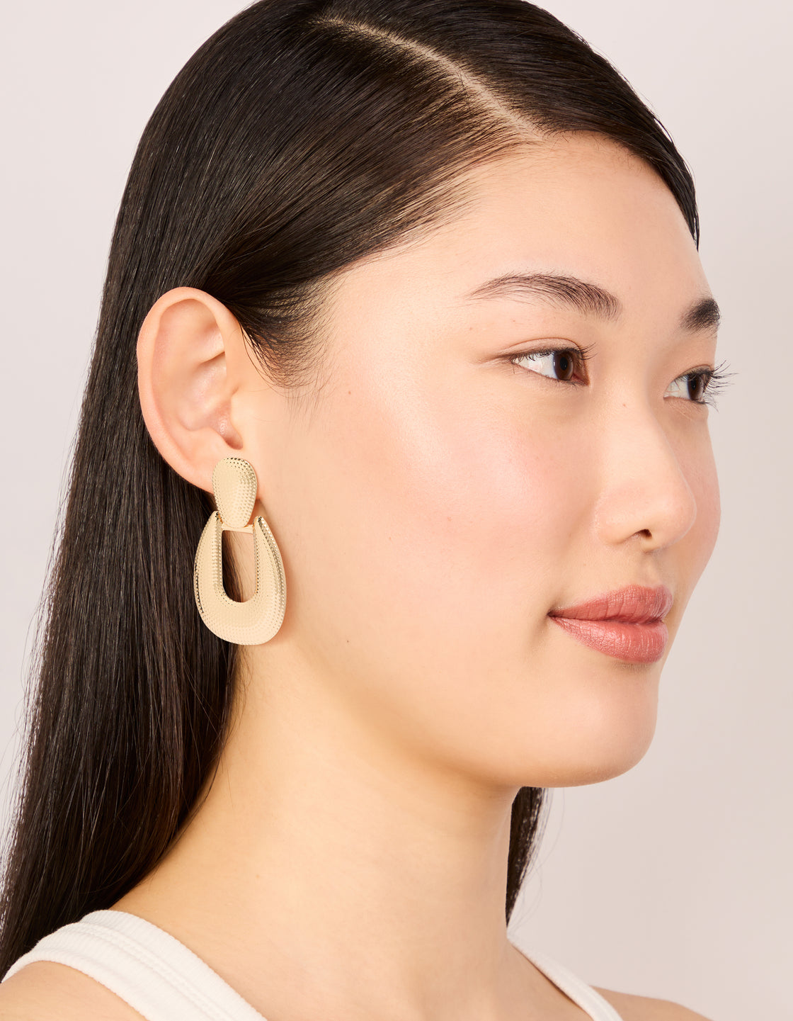 Gold Dot Textured & Drop Earrings