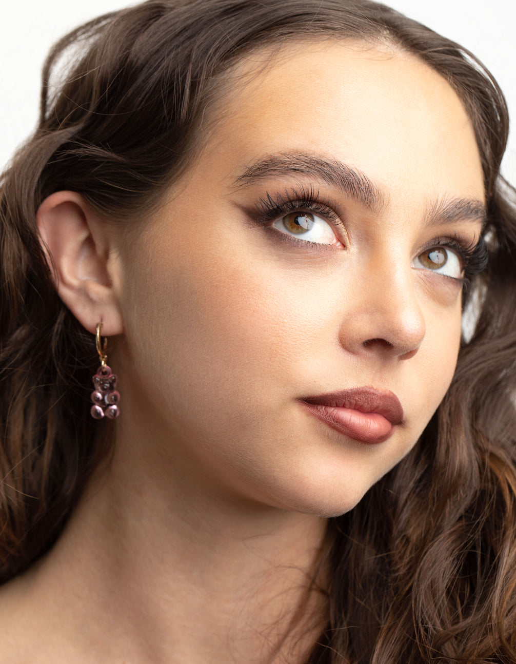 Pink Cute Bear Huggie Hoop Earrings
