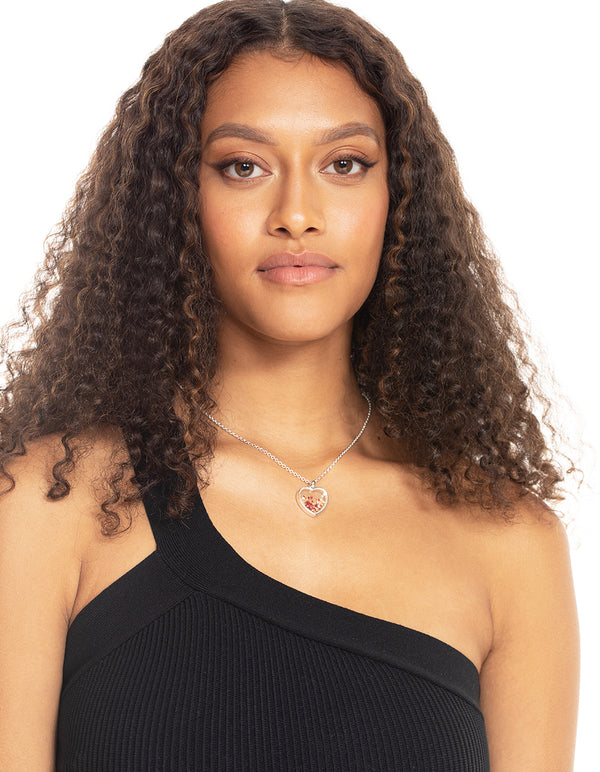 Silver Heart Diamante Shaker Necklace