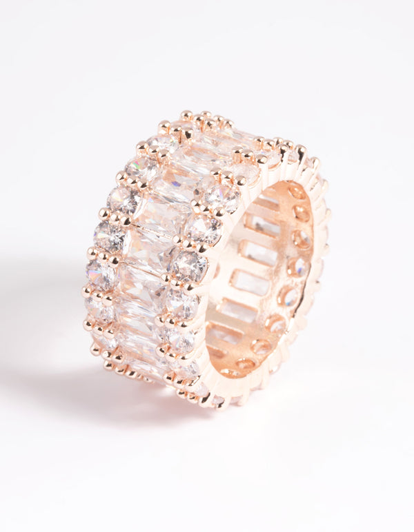 Rose Gold Cubic Zirconia Baguette Ring