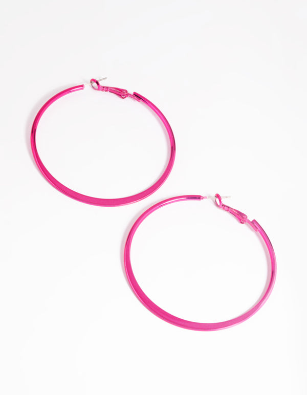 Matte Fuchsia 5cm Hoop Earrings