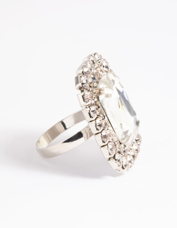 Silver Square Statement Stone Ring