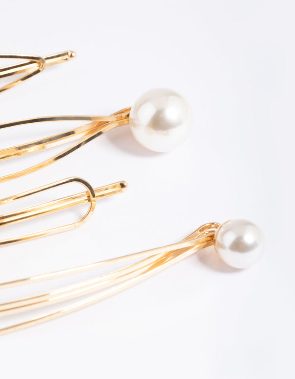 Gold Pearl Teardrop Clip 4-Pack
