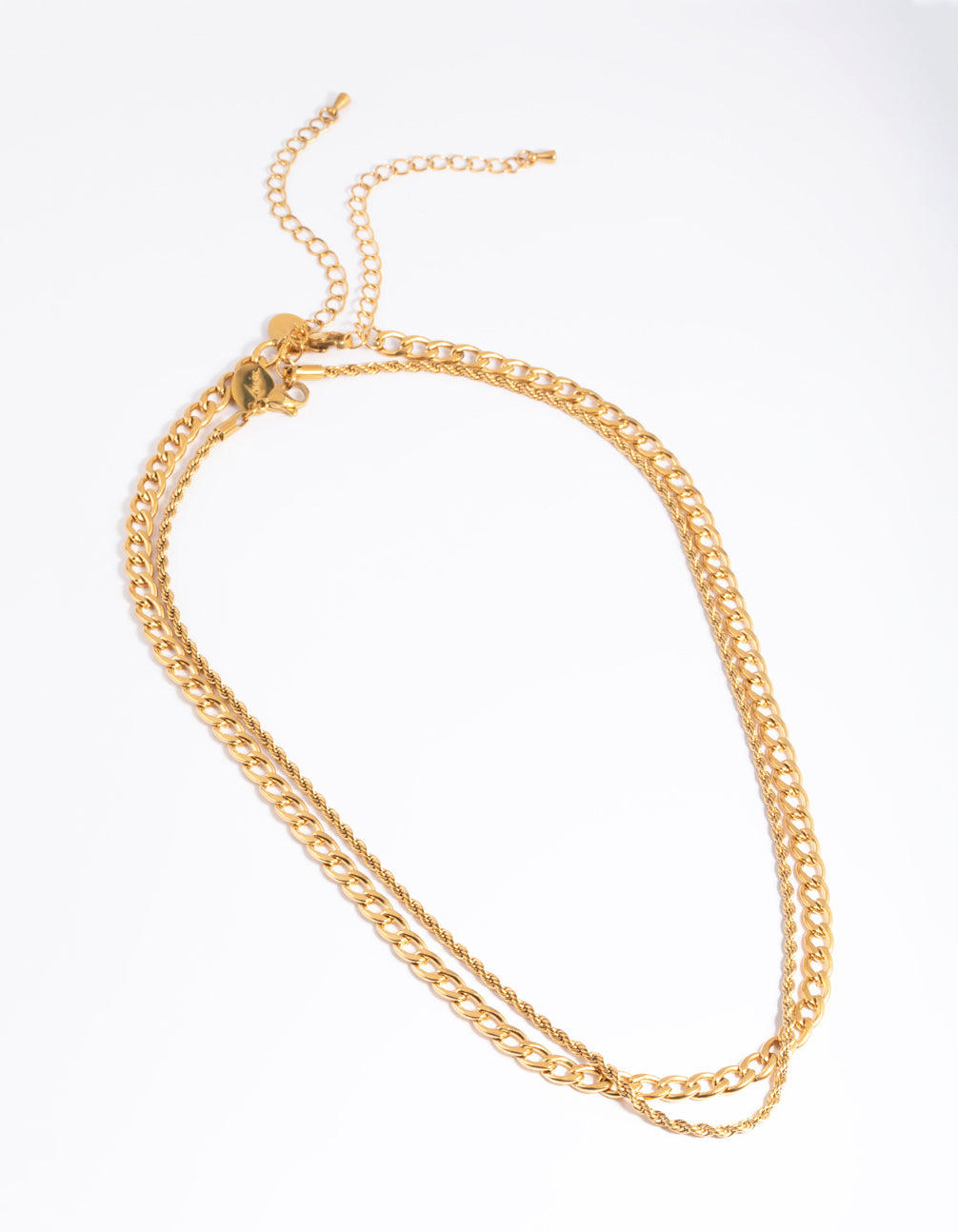 Waterproof Gold Plated Stainless Steel Twist Chain Double Layer Necklace