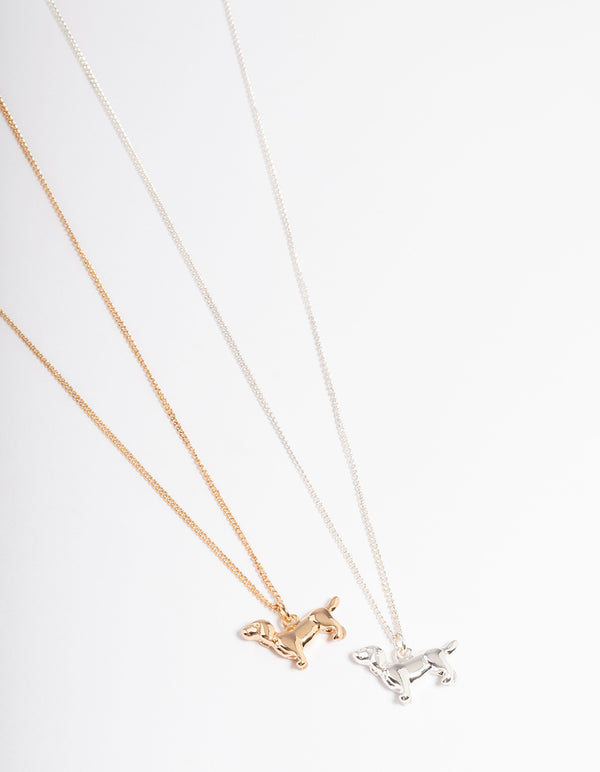 Mixed Metal 3D Doggy Necklace Pack