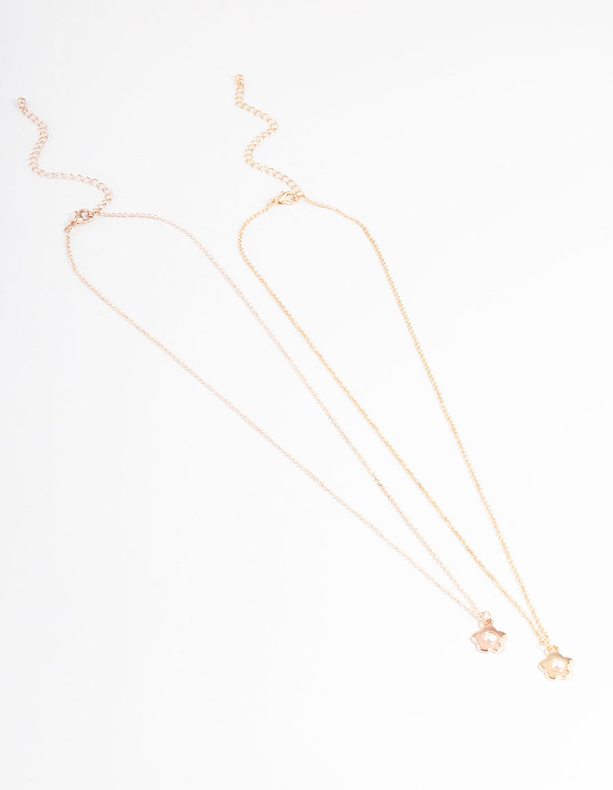 Mixed Metal Pearl Daisy Necklace Pack
