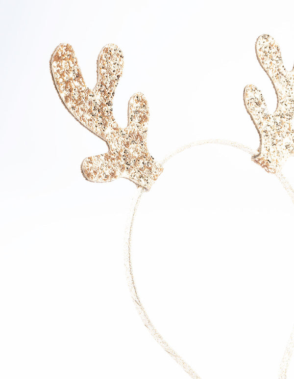 Kids Fabric Glitter Mini Antler Headband