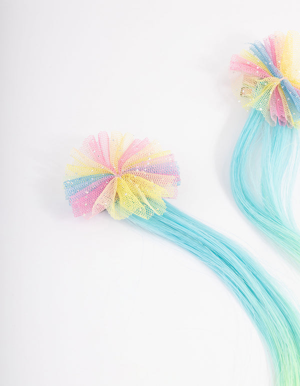 Kids Faux Hair Tulle Clip Pack