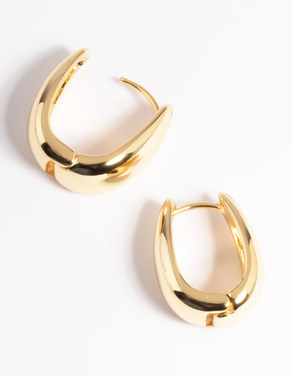 Gold Plated Brass Bold Tapered Hoop Earrings