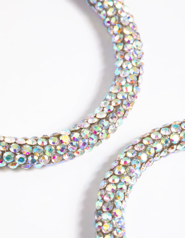 Silver 40mm Encrusted Hoop Earring