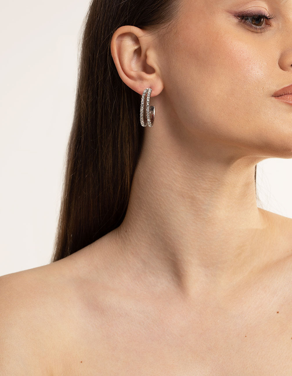 Silver Double Hoop Earring