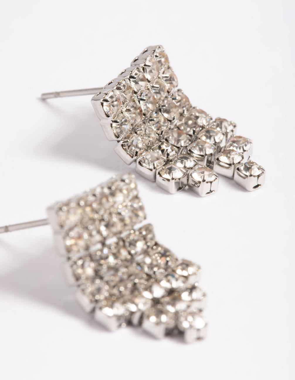 Silver Short Fringer Waterfall Drop Earrings