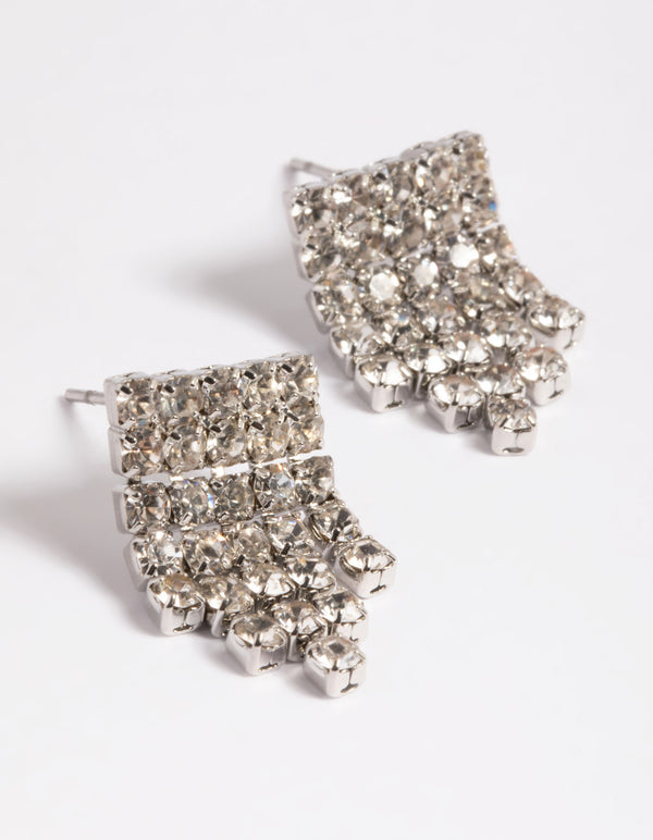 Silver Short Fringer Waterfall Drop Earrings