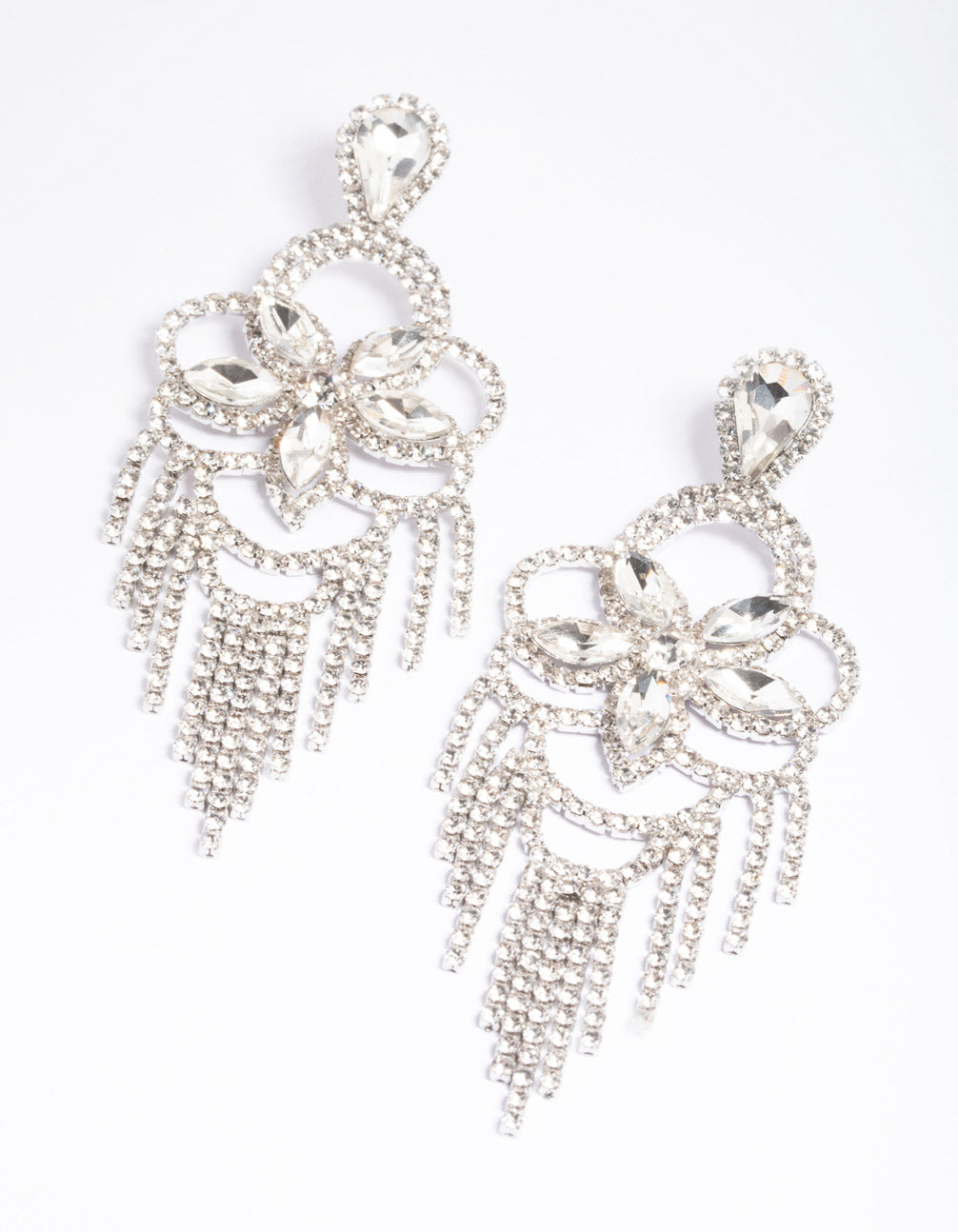 Silver Statement Glam Drop Earrings