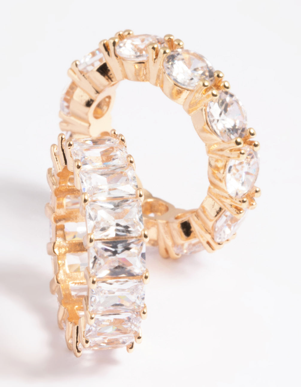 Gold Cubic Zirconia Statement Double Stack Ring