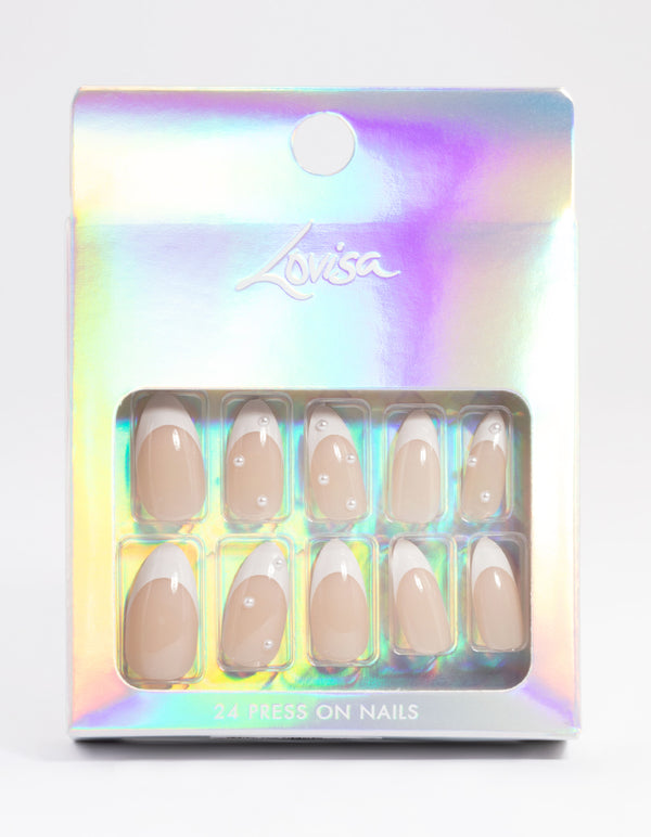 White Pearl Press On Nails