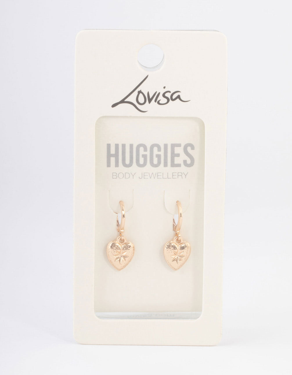 Gold Celestial Heart Huggie Earrings