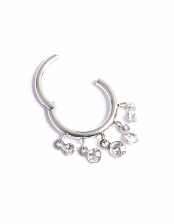 Surgical Steel Cubic Zirconia Charm Clicker