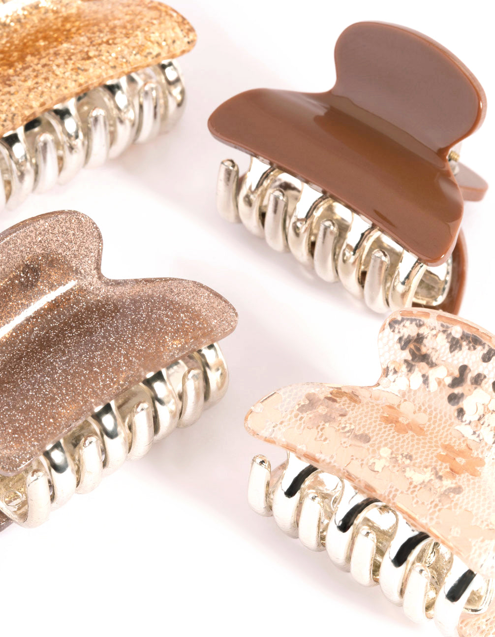 Brown Acrylic 4cm Glitter Claw 4-Pack