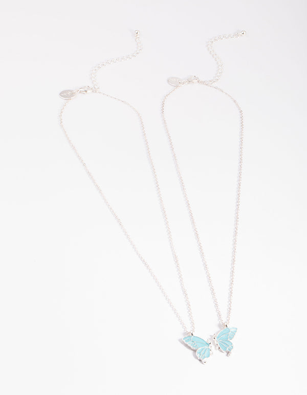 Silver Best Friend Butterfly Necklace Pack