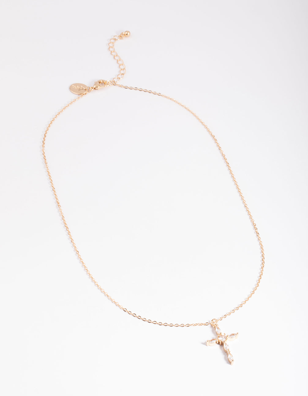 Gold Classic Diamante Cross Necklace