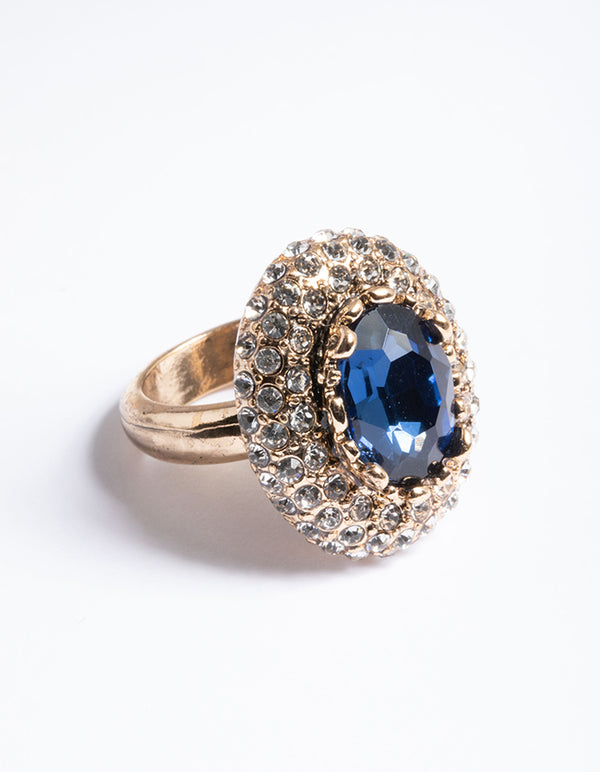 Antique Vintage Blue Cocktail Ring