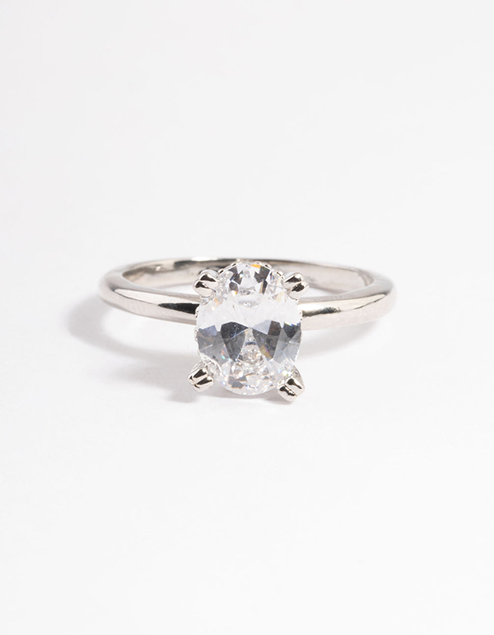 Silver Cubic Zirconia Single Oval Ring