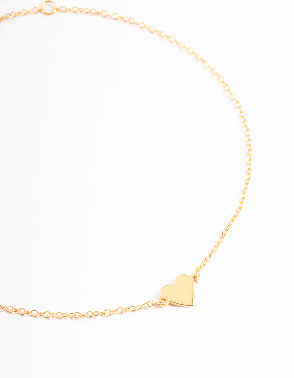 Gold Plated Sterling Silver Smooth Heart Bracelet