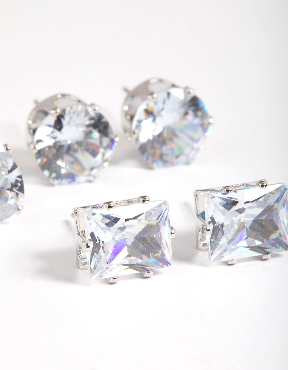 Silver Statement Stud Earrings Pack