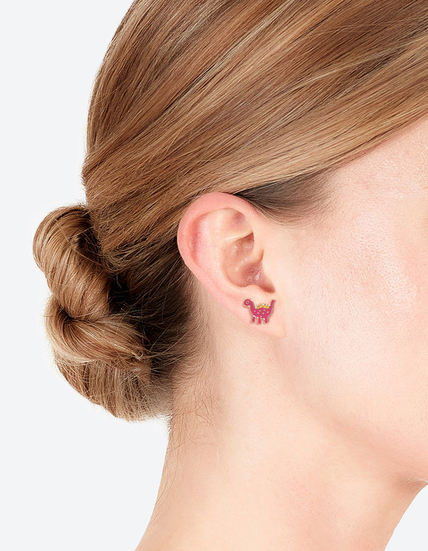 Gold Dinosaur Stud Earrings