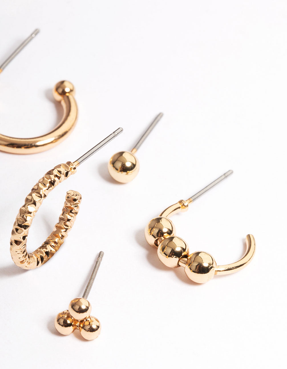 Gold Ball Hoop & Stud Stack Earrings
