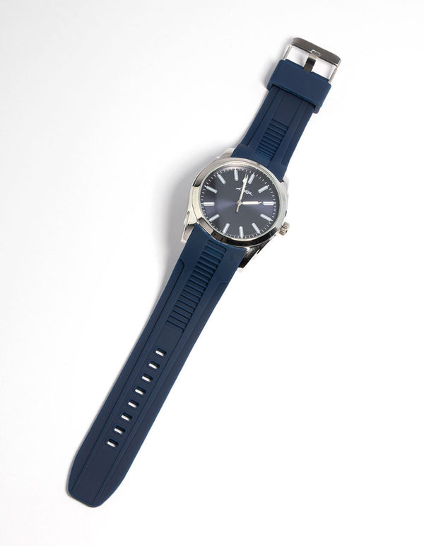 Rhodium Silicone Large Sports Watch