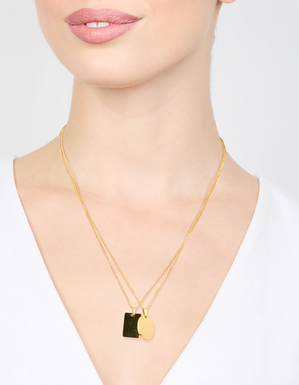 Waterproof Gold Plated Stainless Steel Disc Pendant Necklace Pack