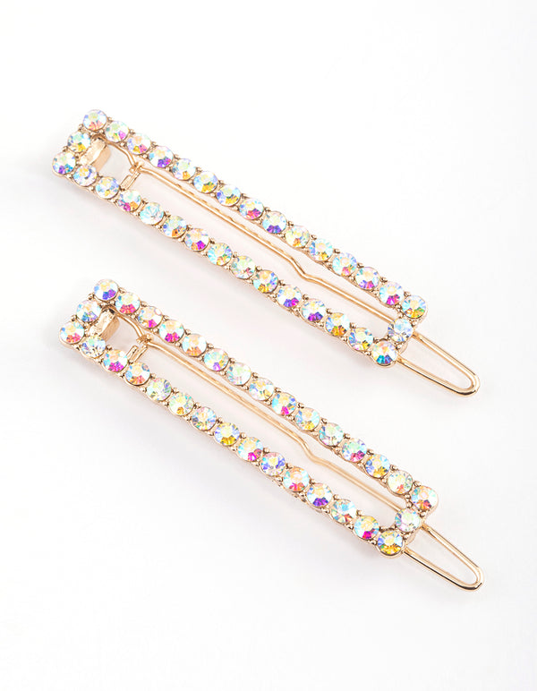 Gold Rectangle Cupchain Hair Clips Pack