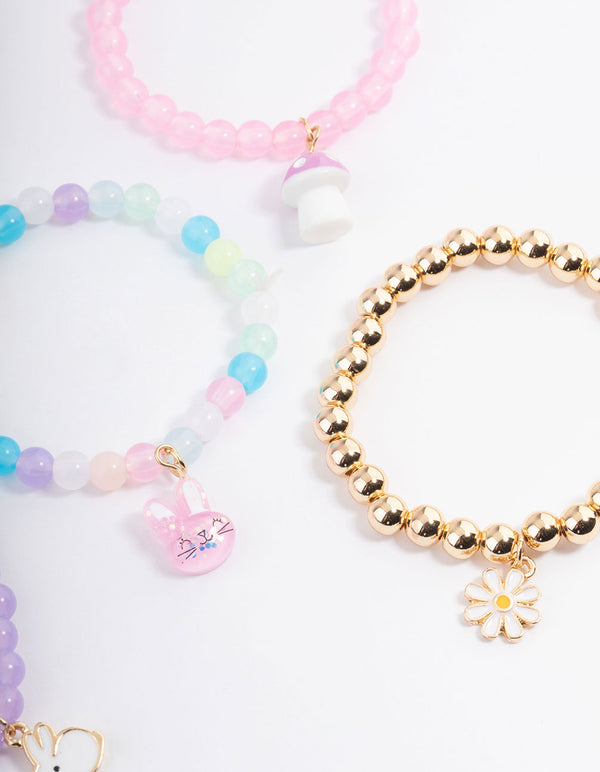 Kids Bunny Flower Stretch Bracelet 5-Pack