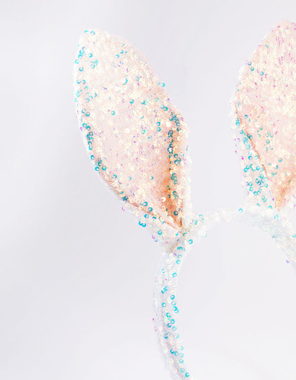 Kids Fabric Sequin Bunny Ear Headband