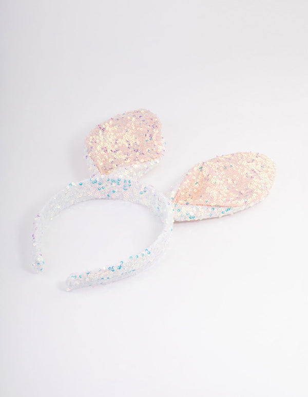 Kids Fabric Sequin Bunny Ear Headband