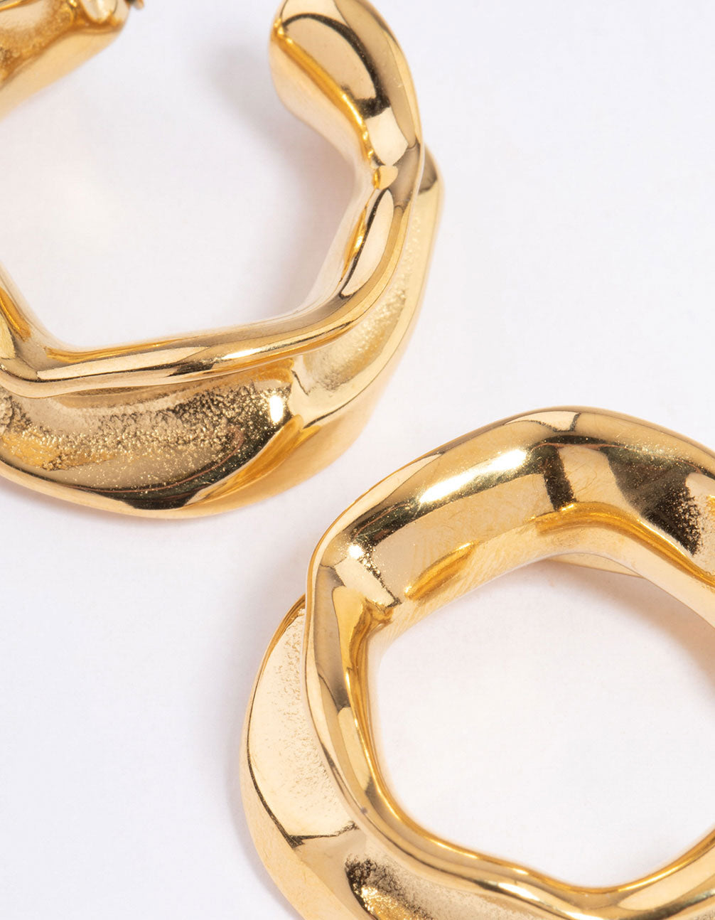 Waterproof Gold Plated Stainless Steel Medium Molten Hoop Earrings