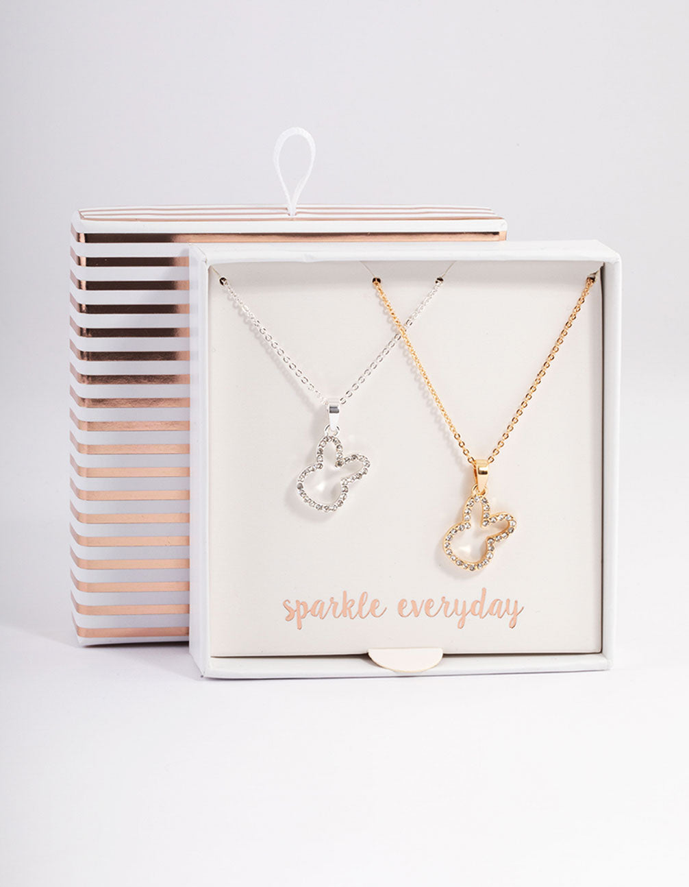 Mixed Metal Pave Diamante Bunny Necklace Pack