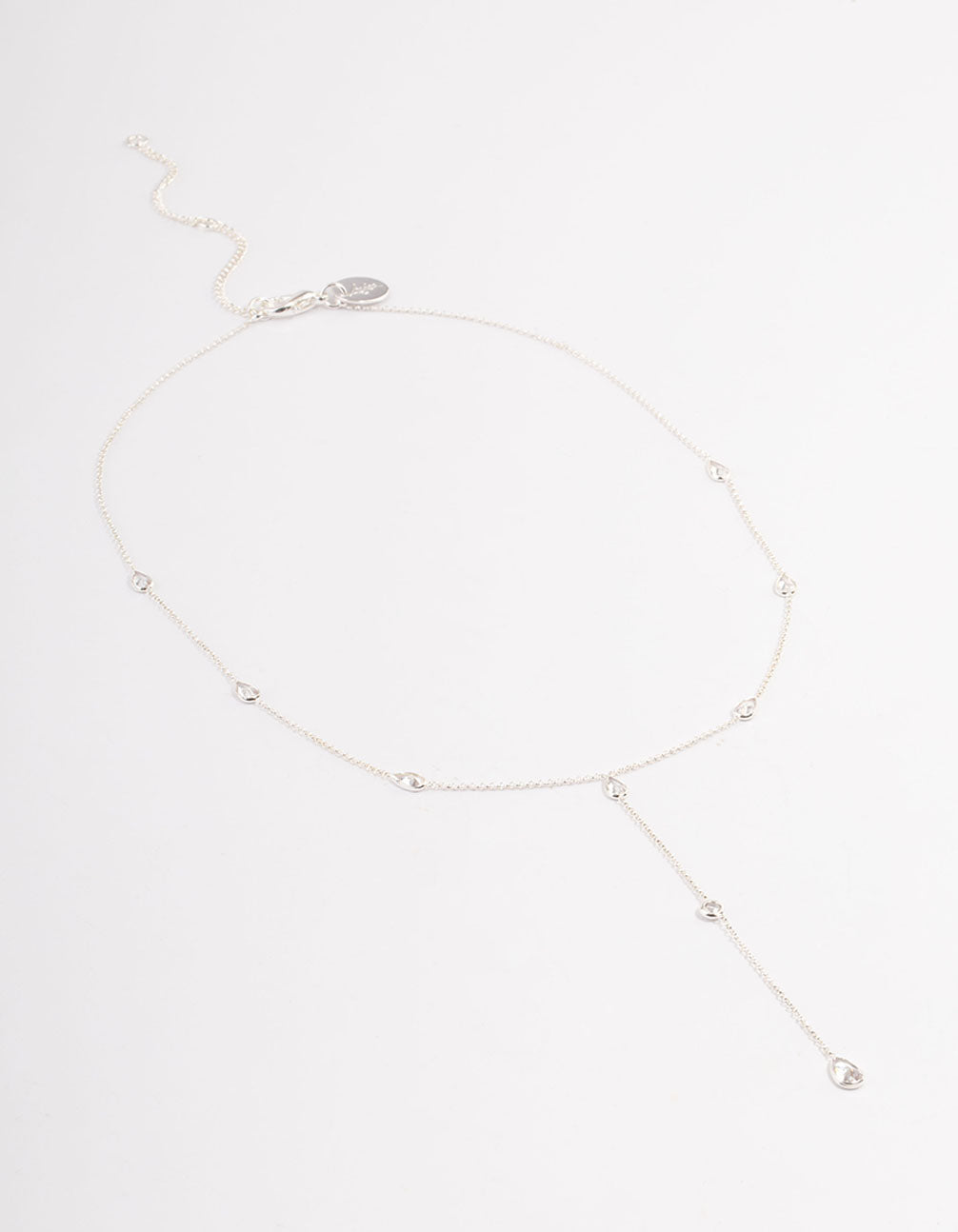 Silver Plated Diamante Lariat Y-Necklace